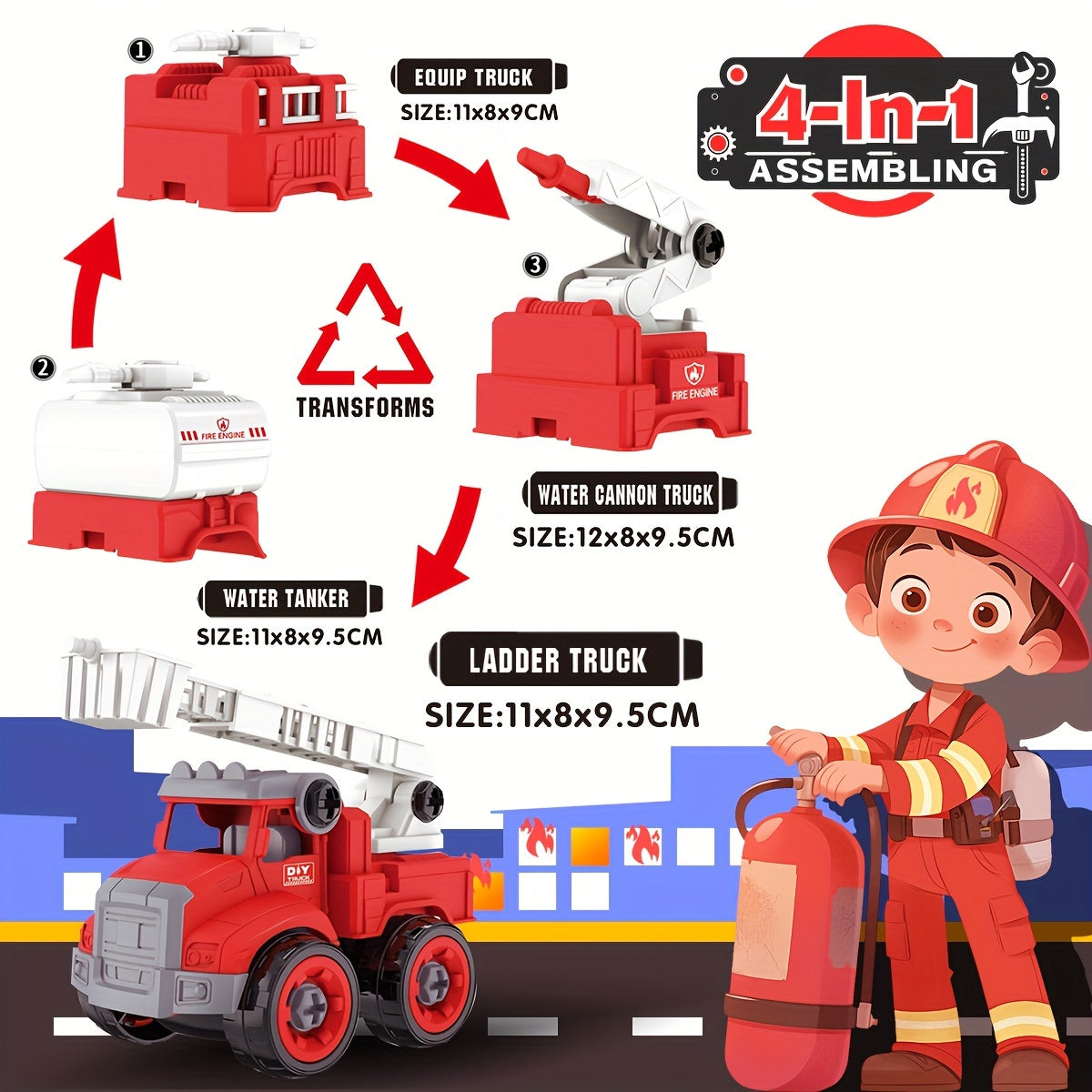 Set di Costruzione Eroi dei Vigili del Fuoco - Crea i Tuoi Veicoli dei Vigili del Fuoco e Salva la Giornata