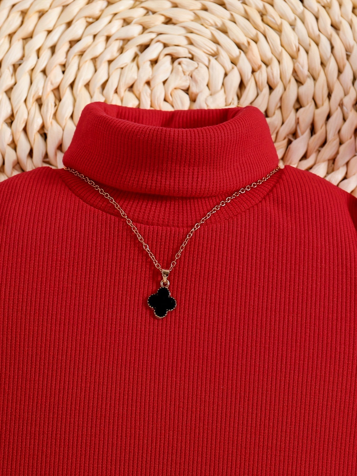 Completo Elegante con Collo Alto per Bambini - Gonna a Quadri e Maglione