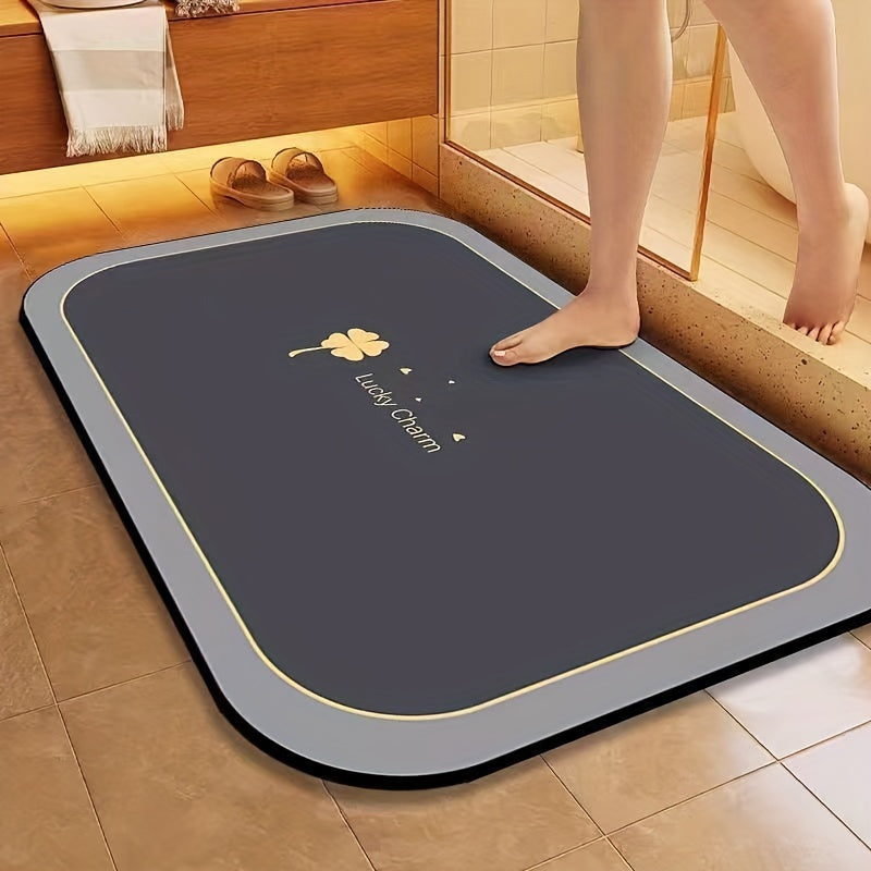 Tappetino da Bagno Asciugatura Rapida Lucky Charm - Design Geometrico con Antiscivolo per Doccia e Ingresso