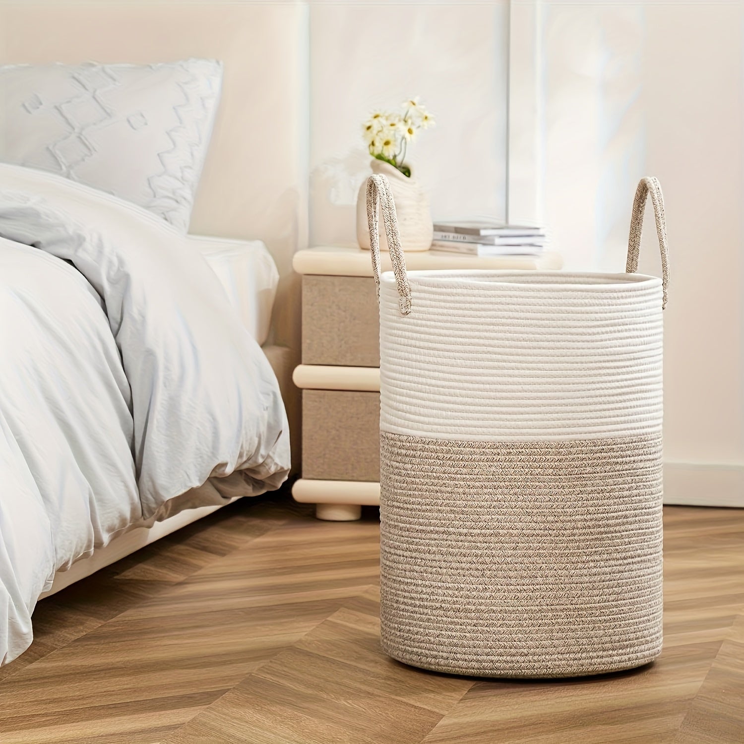 Cesto per la Biancheria Elegante a Due Toni - Spazio per di Più, Pratico e Durevole