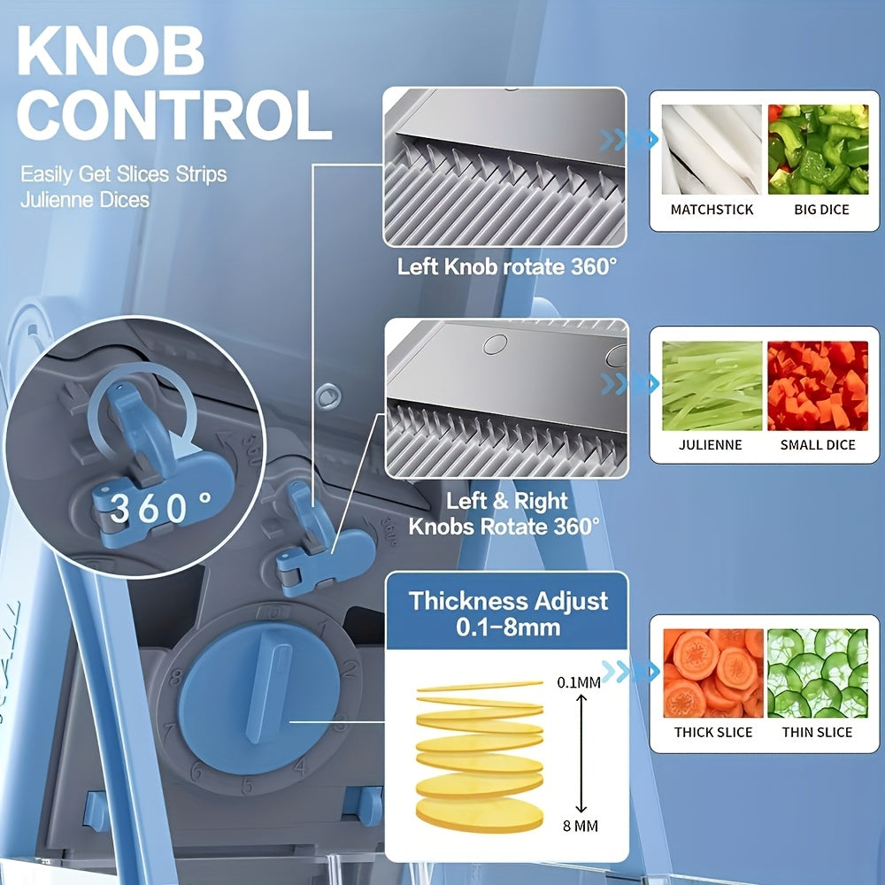 Affettatrice Multifunzionale per Verdure – Sicura, Regolabile e con Grande Capacità di Raccolta