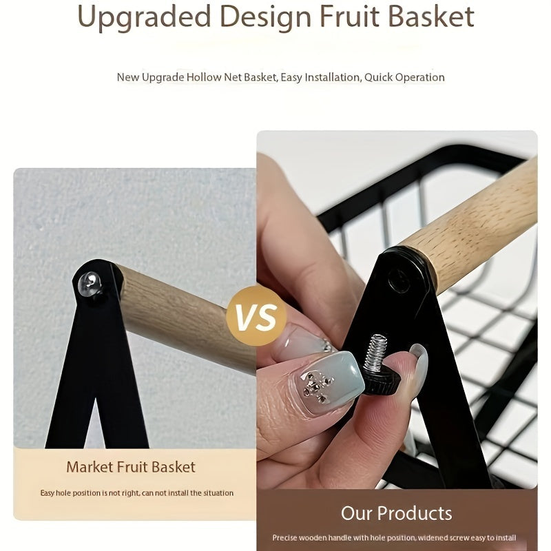 Cestino di Stoccaggio a Due e Tre Livelli con Manico in Legno - Soluzione Elegante per Cucina e Bagno