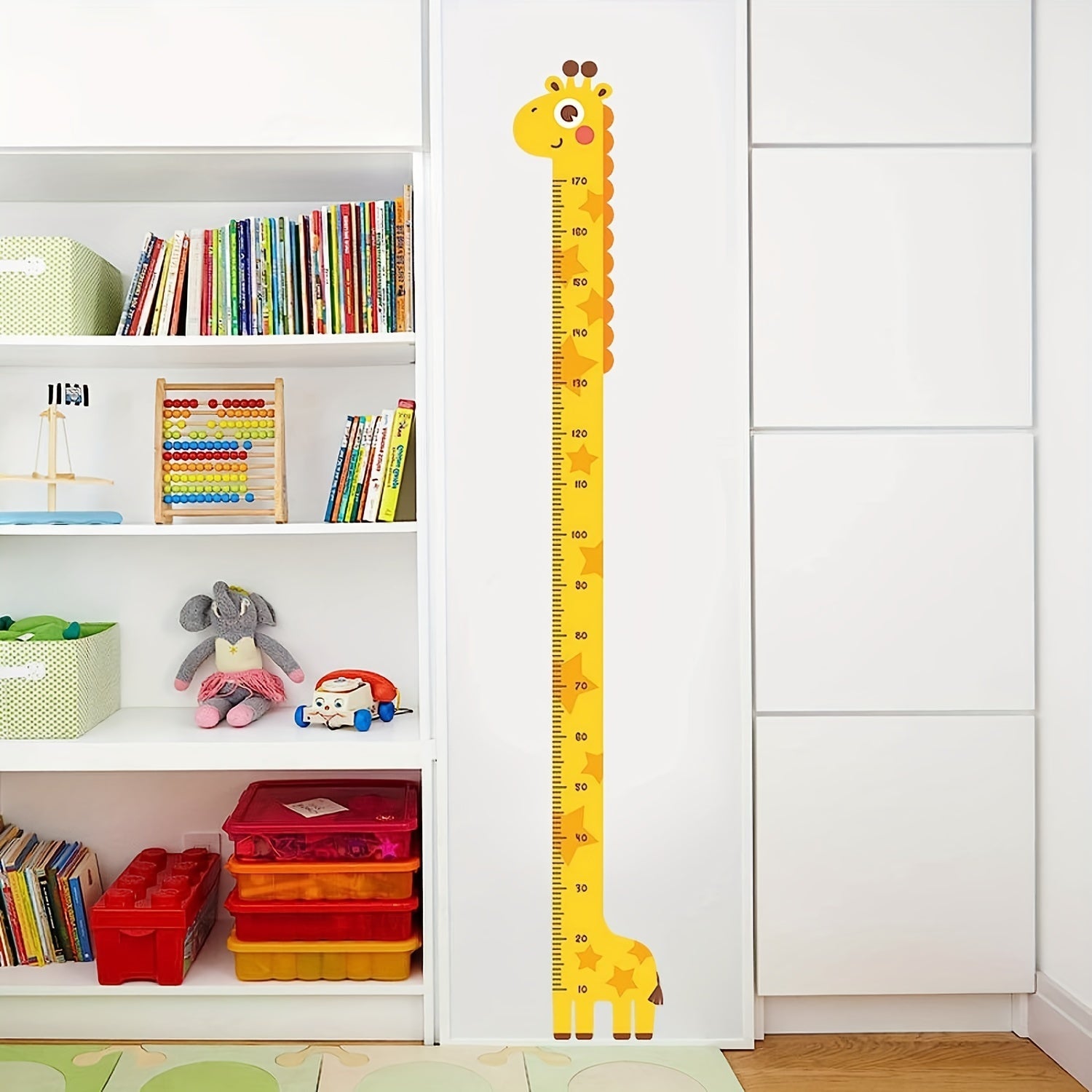 Adorabile Giraffa Crescita Misuratore per Bambini - Facile da Attaccare e Con Coda Colorata