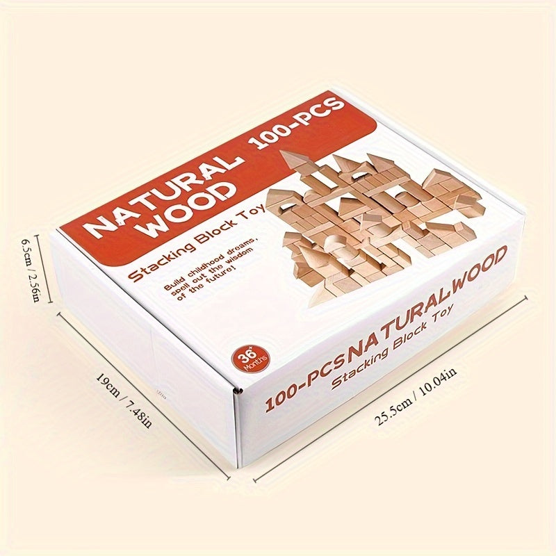 Set di Blocchi di Legno Naturale - Per Gioco Creativo ed Educazione