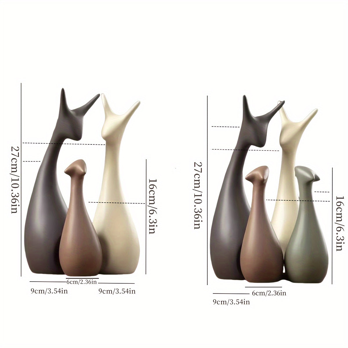 Set di Statue di Ceramica a Forma di Cervo – Decorazione di Lusso per Soggiorno e Ufficio