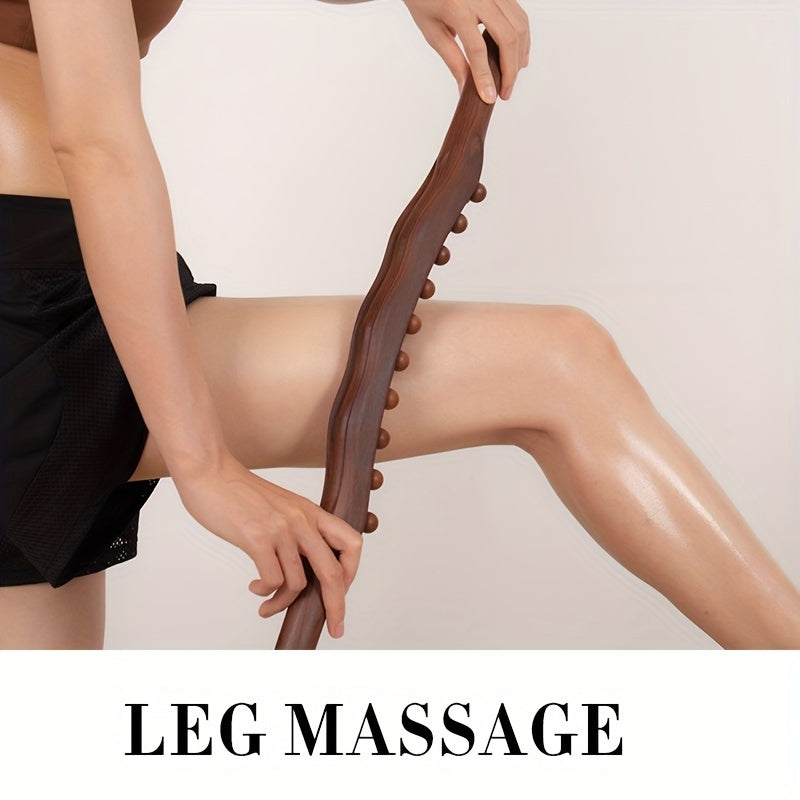 Bastone da Massaggio in Legno con 31 Perline – Rilassamento Muscolare Profondo