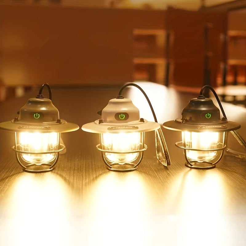 Lanterna da Campeggio Vintage a LED - Ricaricabile e Durevole per Avventure all'Aperto