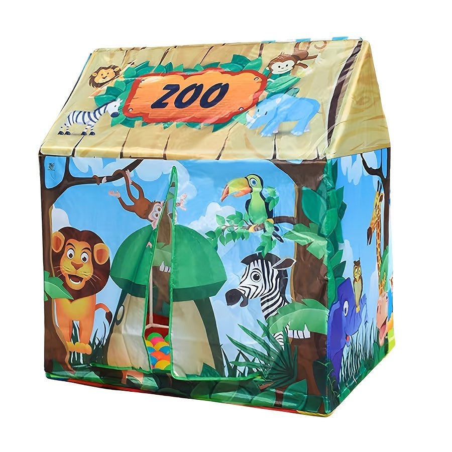 Tenda da Gioco Giungla per Bambini – Con Decorazioni di Zoo e Set di Giocattoli