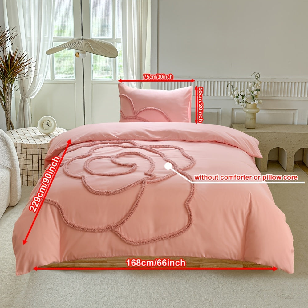 Set di Biancheria da Letto Trapuntata – Copriletto e Federe con Design a Grande Fiore