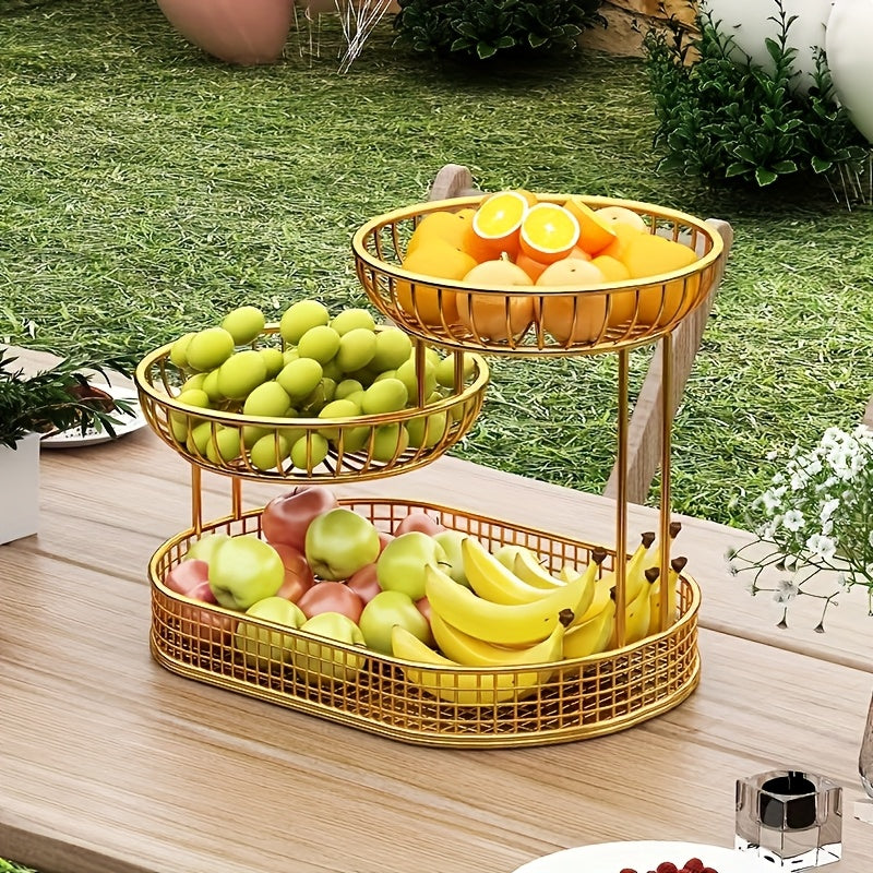 GoldenTier 3-Piani Cesto per Frutta – Elegante e Pratico