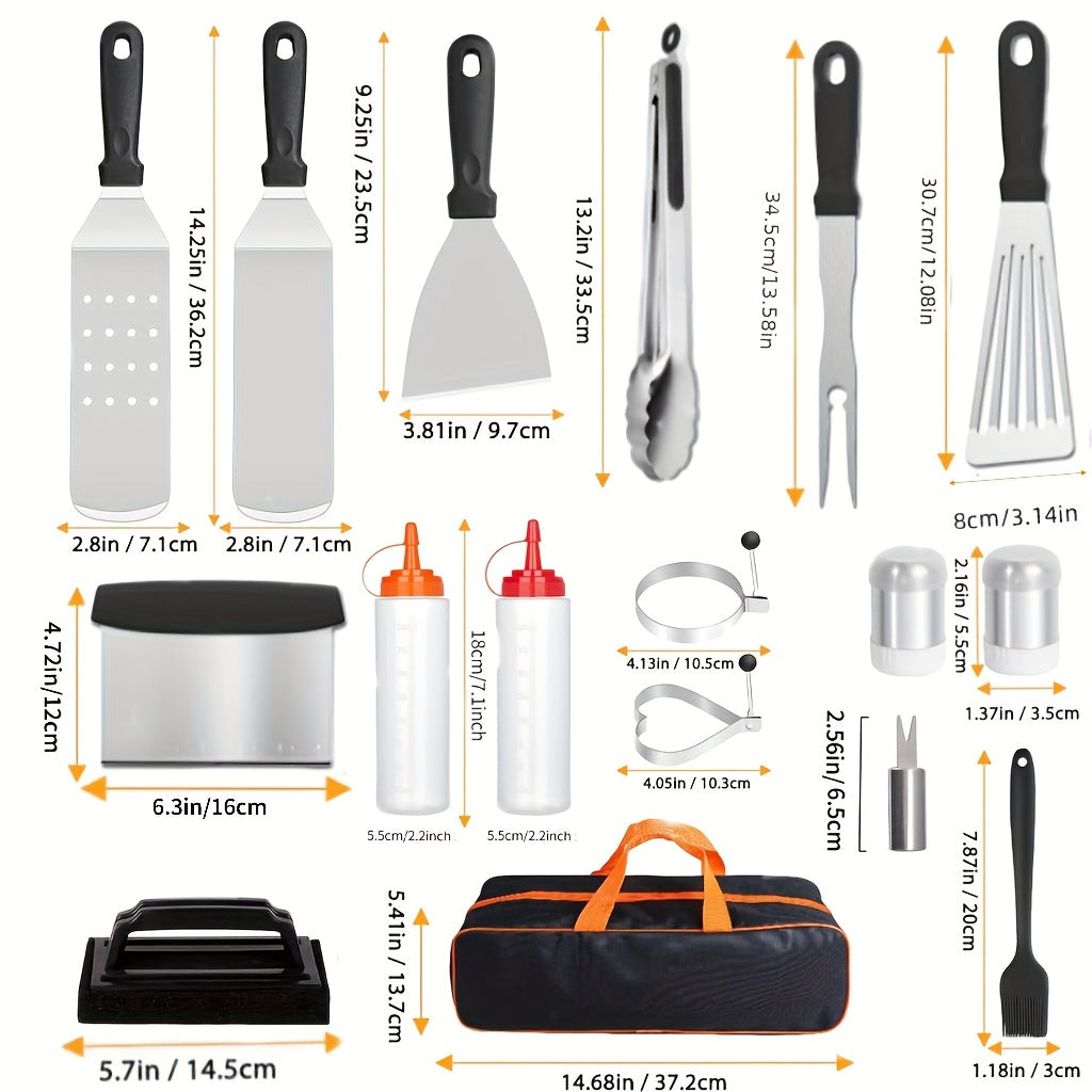 Set di Utensili per BBQ in Acciaio Inossidabile da 20 Pezzi – Tutto ciò di cui hai bisogno per la perfetta grigliata