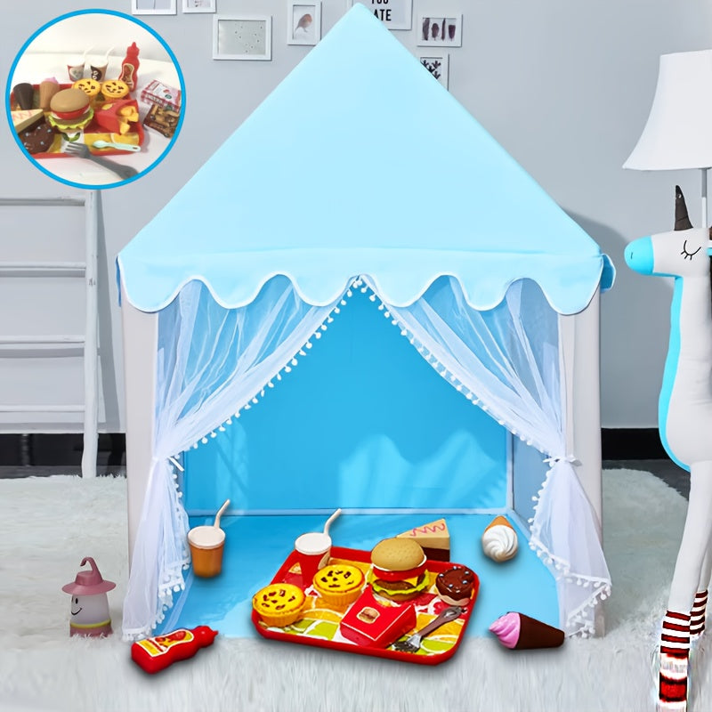 Tenda per Bambini – Allegra Casa da Principessa Blu con Set da Gioco Hamburger per Ore di Divertimento