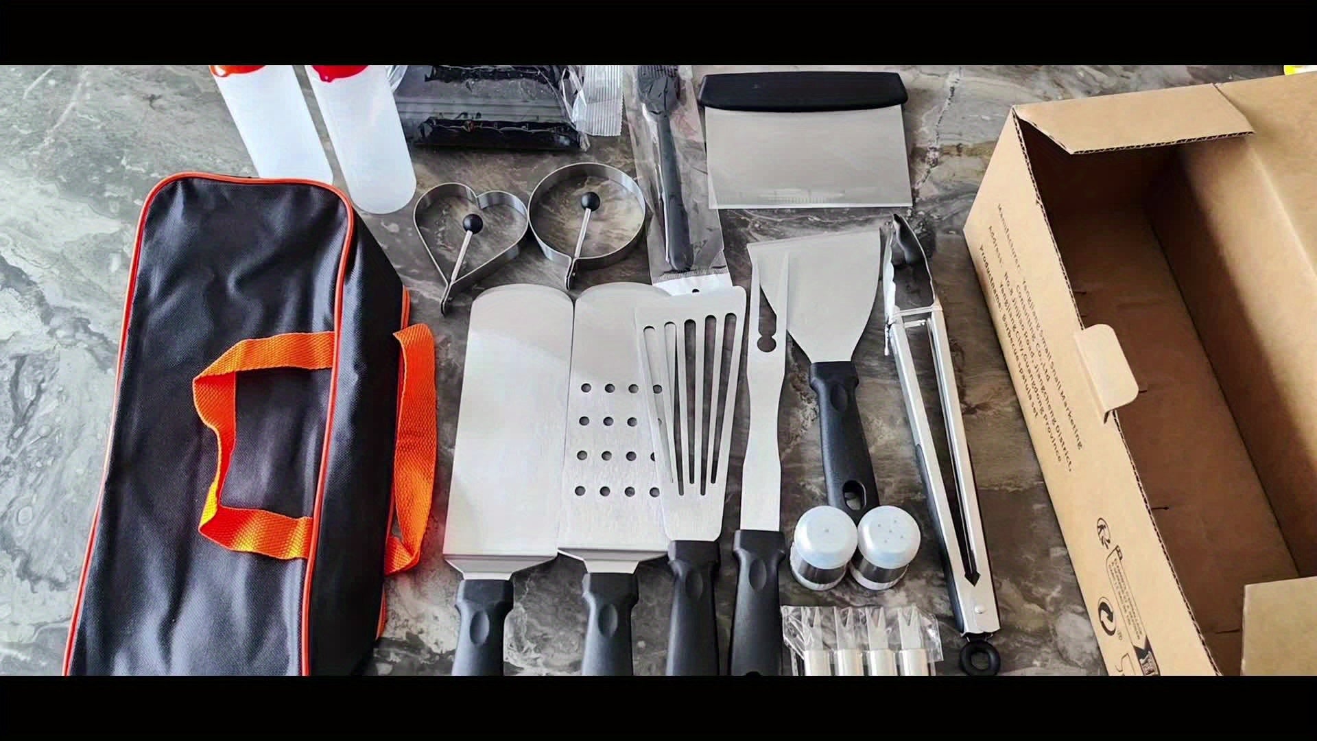 Set di Utensili per BBQ in Acciaio Inossidabile da 20 Pezzi – Tutto ciò di cui hai bisogno per la perfetta grigliata