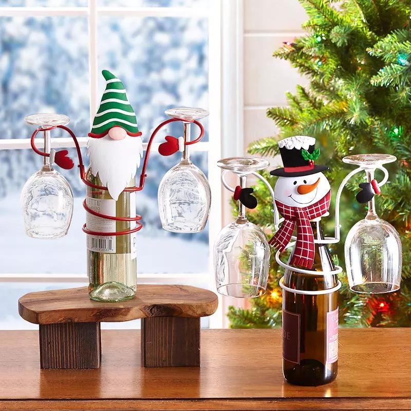 Porta Calici Festivi – Design Babbo Natale & Pupazzo di Neve per Tavole Festive