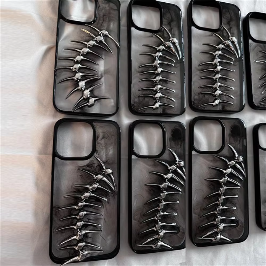 Custodia per telefono con design a spina di pesce 3D – Robusta e protettiva