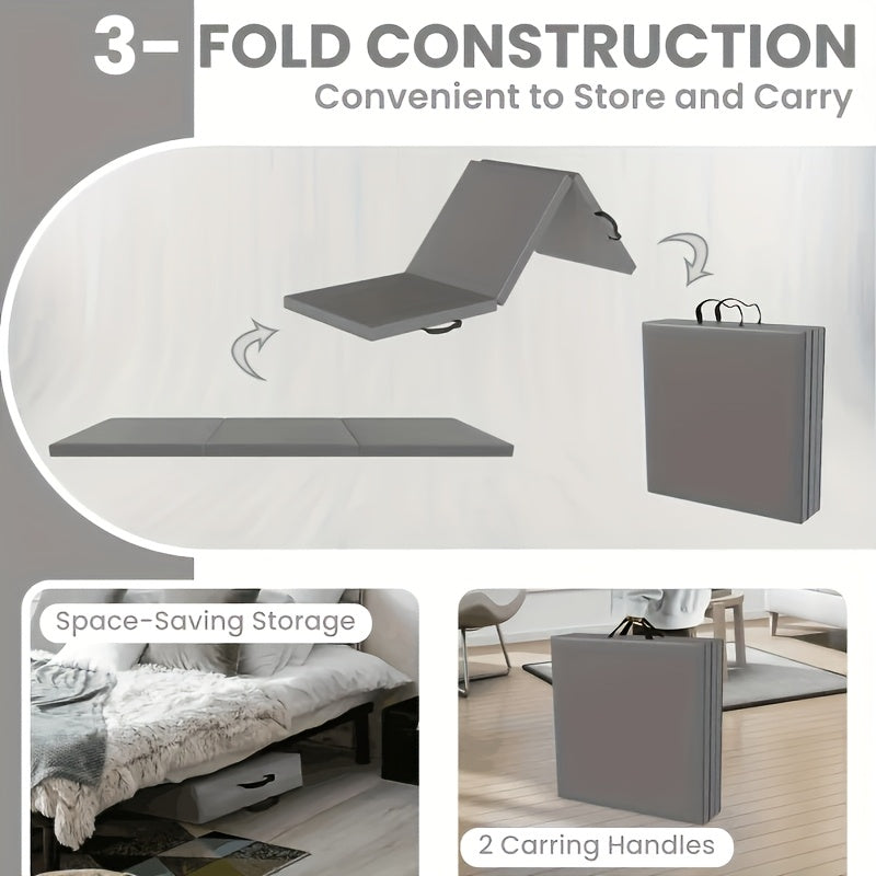 Tappetino da yoga pieghevole a tre pannelli con imbottitura spessa, superficie antiscivolo in PU e maniglia