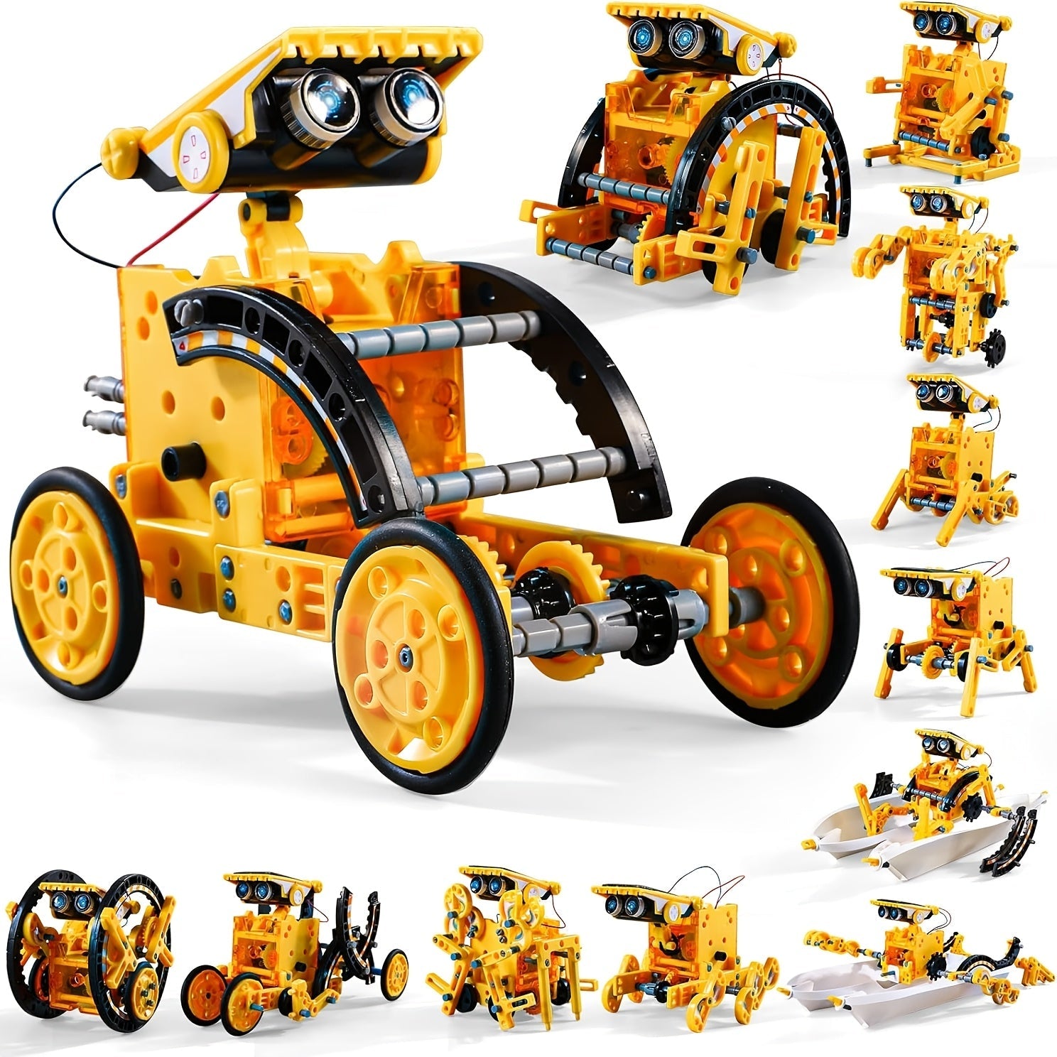 Solar Robo Builder - Giocattolo educativo da costruzione 12-in-1 con energia solare