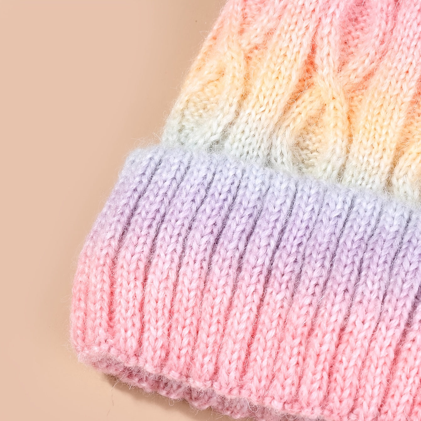 Beanie Lana Arcobaleno per Ragazze - Cappello Tricot con Pompon e Materiale Spesso per l'Inverno