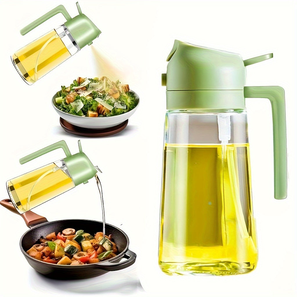 Dispenser per Olio 2-in-1 e Bottiglia Spray - Controllo Preciso dell'Olio per Cucina e BBQ