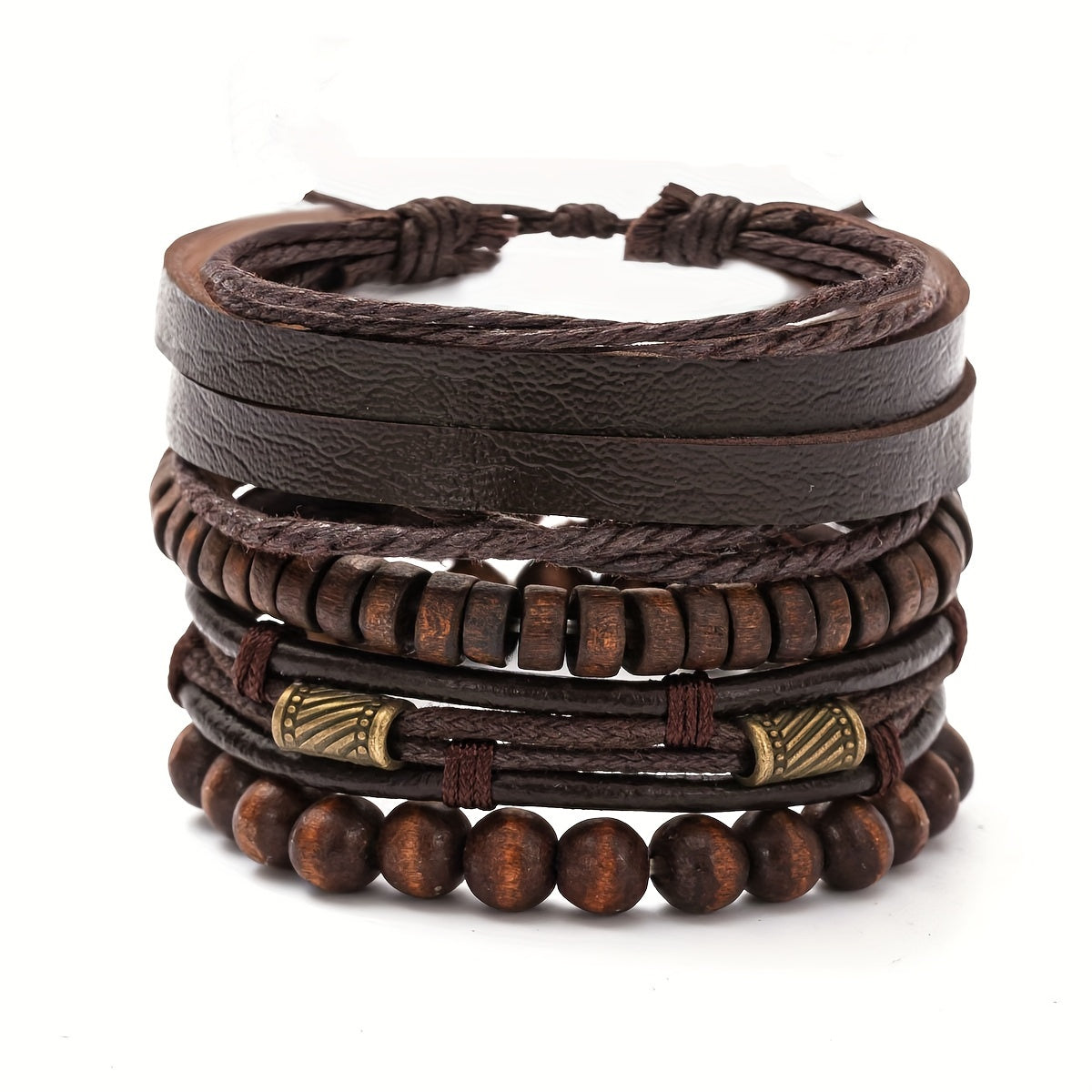 Set di Bracciali Eleganti in Pelle e Legno - Per l'Uomo Moderno