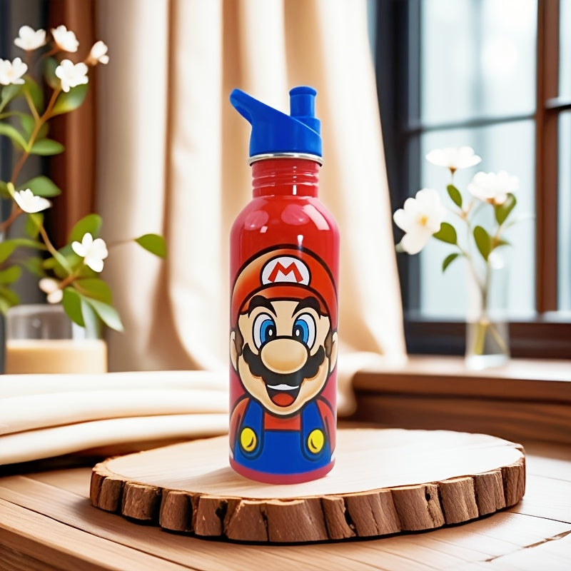 Super Mario Bottiglia d'Acqua - Bottiglia in Acciaio Inossidabile con Tappo per Bambini