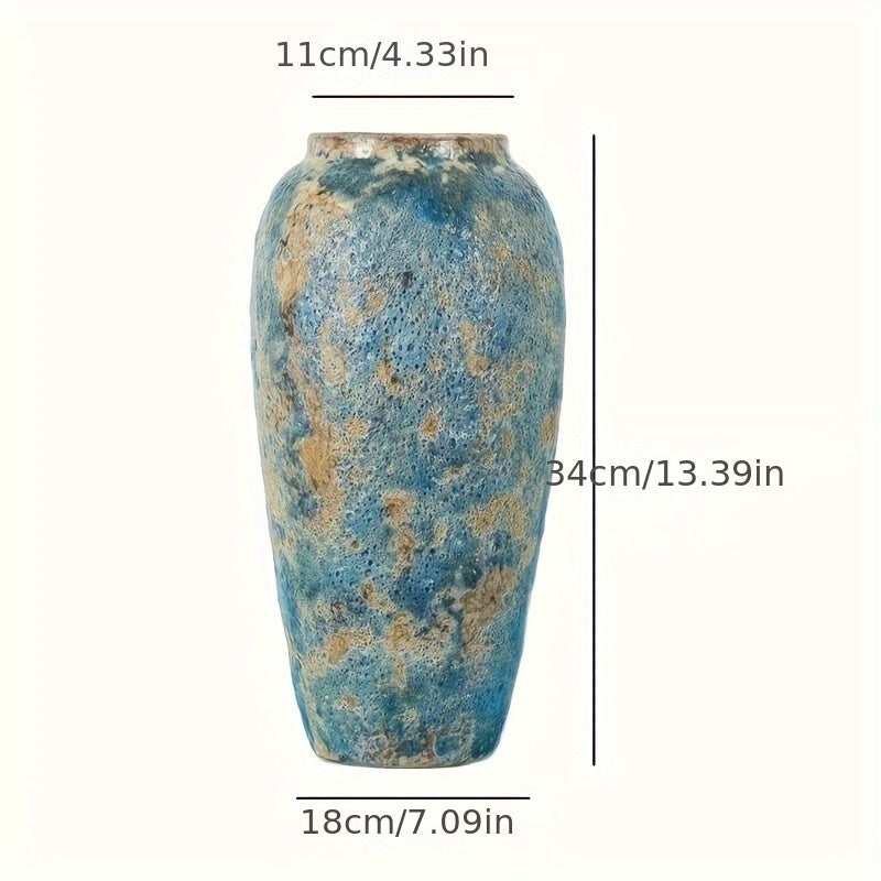 Vaso Ceramico Vintage Unico – Fatto a Mano in Terracotta Blu per un Aspetto Autentico