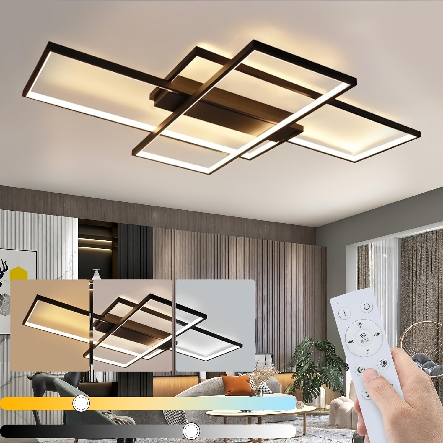 Lampada da soffitto LED moderna con design geometrico – Dimmerabile e con telecomando