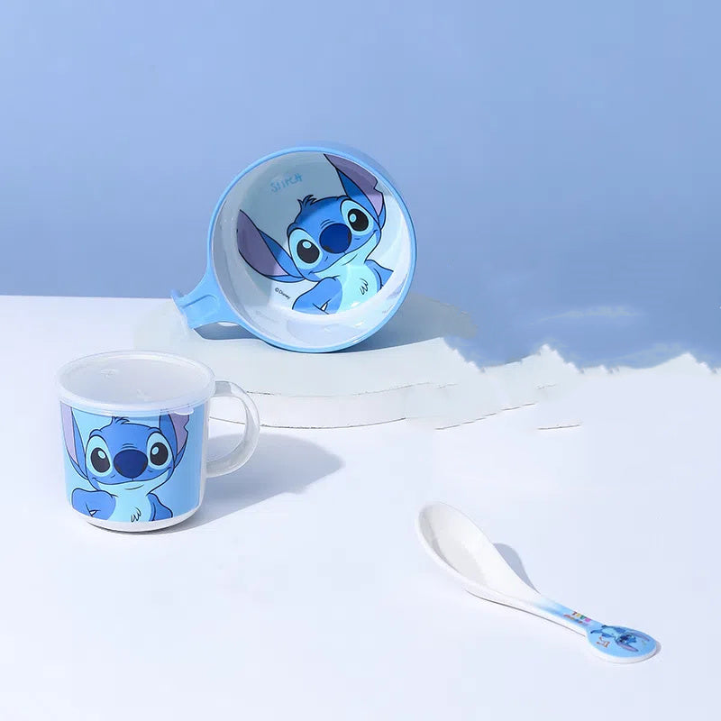 Set di stoviglie Stitch 3 pezzi – Ciotola, Tazza e Cucchiaio con Design Carino da Cartone Animato