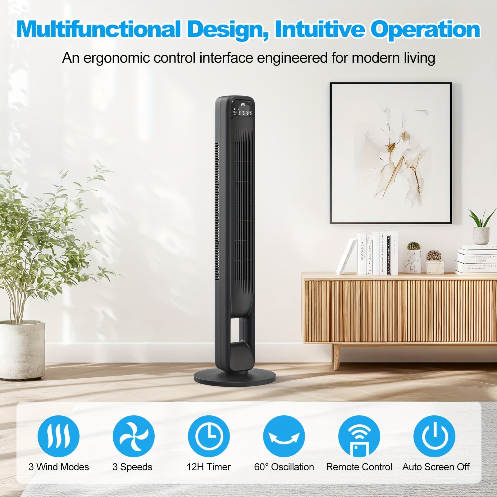 Ventilatore a Torre Senza Pale – Elegante e Regolabile