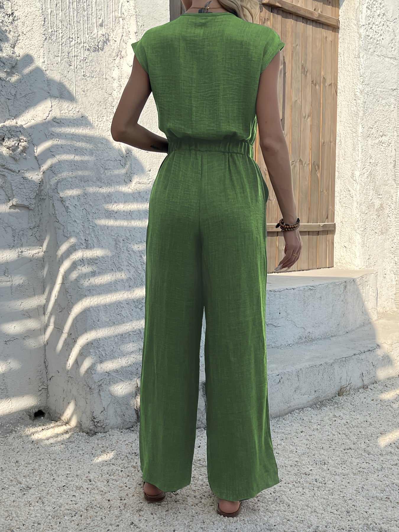 Elegante Jumpsuit con Scollatura a V per Donne – Vita Alta e Stile Casual