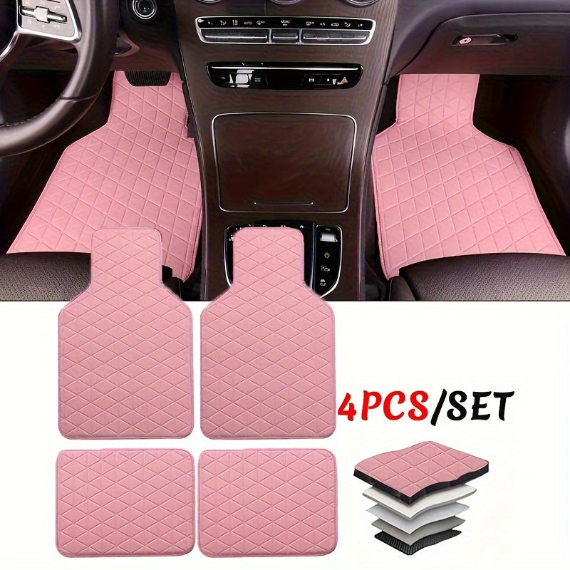 Set di 4 Tappetini Antiscivolo in PU Impermeabile per Auto – Eleganti e Resistenti