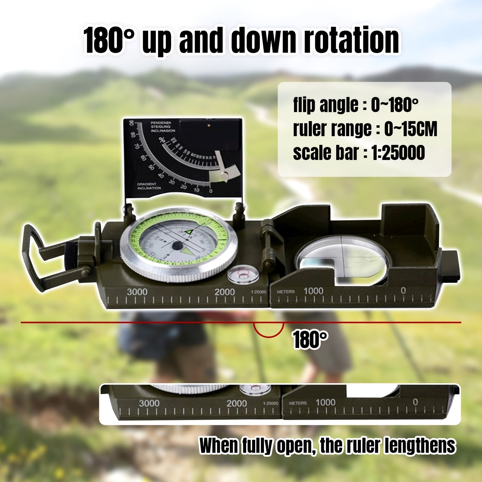TrekGuard Bussola Militare – Impermeabile e Illuminata per Navigazione Precisa