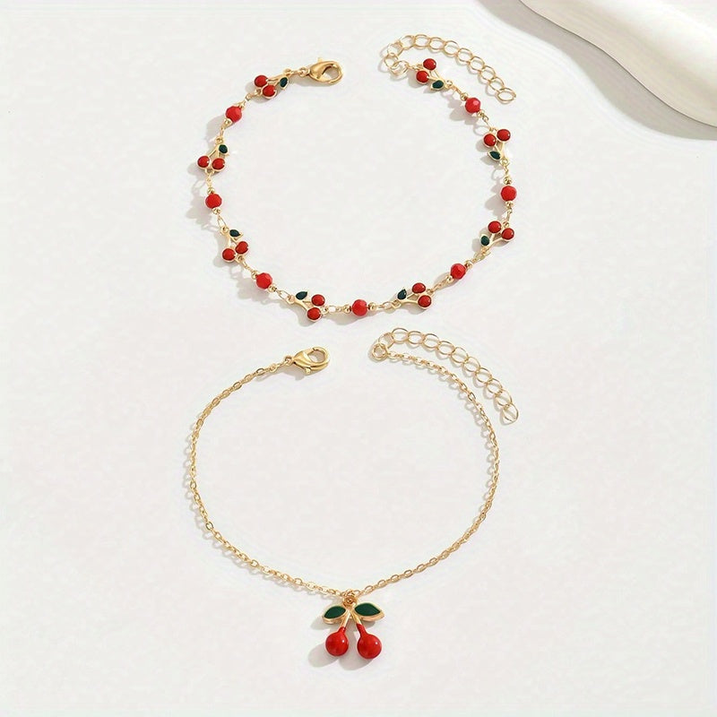 Set di Braccialetti alla Caviglia CherryTwist – Fresco e Trendy