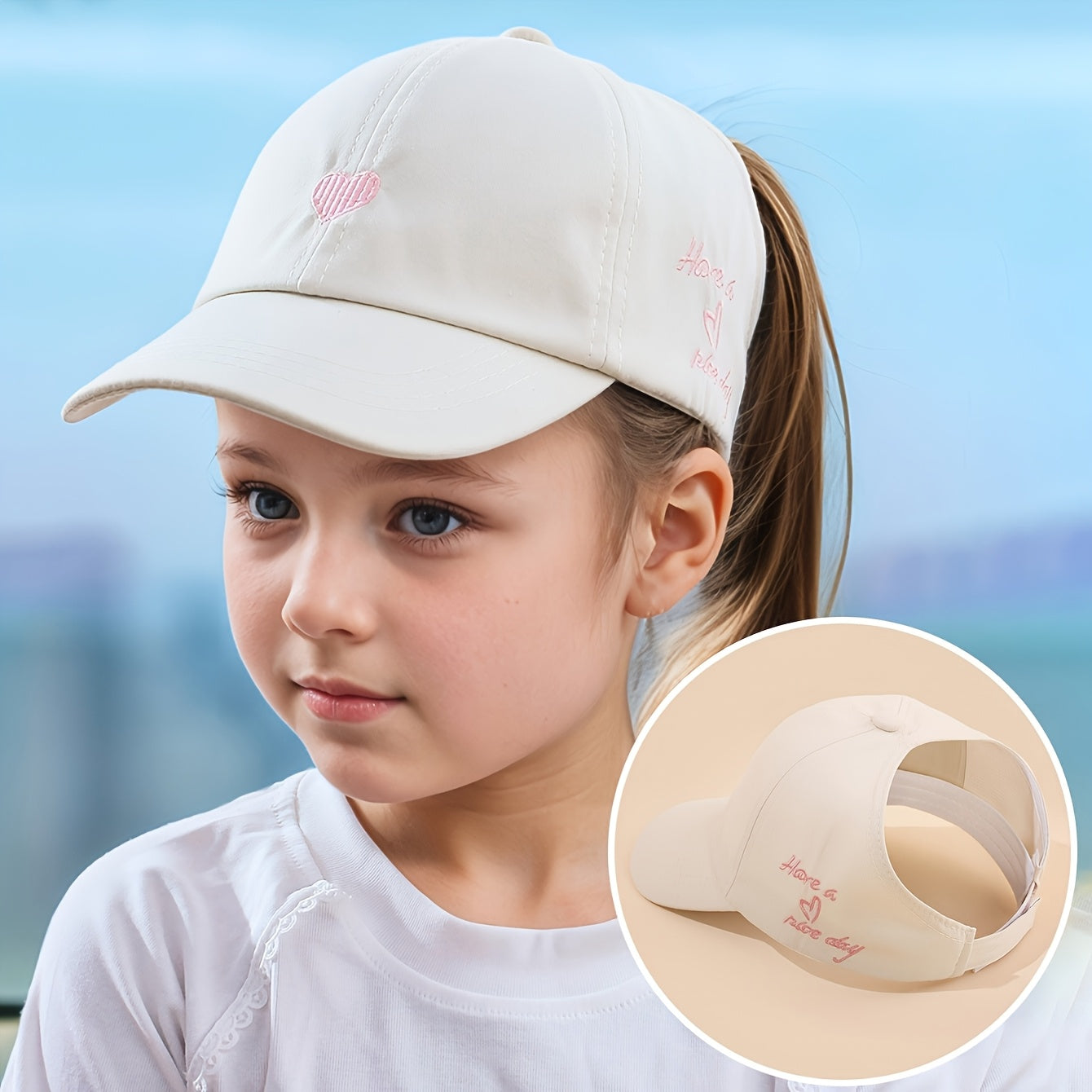 Cappellino da Baseball Regolabile per Bambini – Ricamo a Cuore e Comfort Traspirante