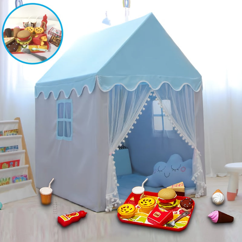 Tenda per Bambini – Allegra Casa da Principessa Blu con Set da Gioco Hamburger per Ore di Divertimento