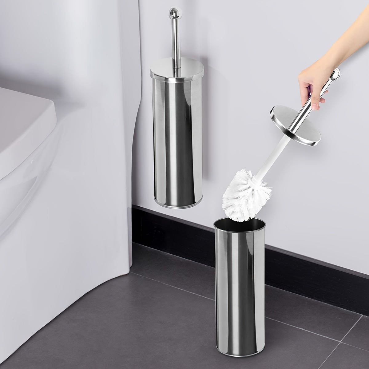 Spazzola per WC con Manico Lungo e Supporto Igienico – Durevole e Elegante