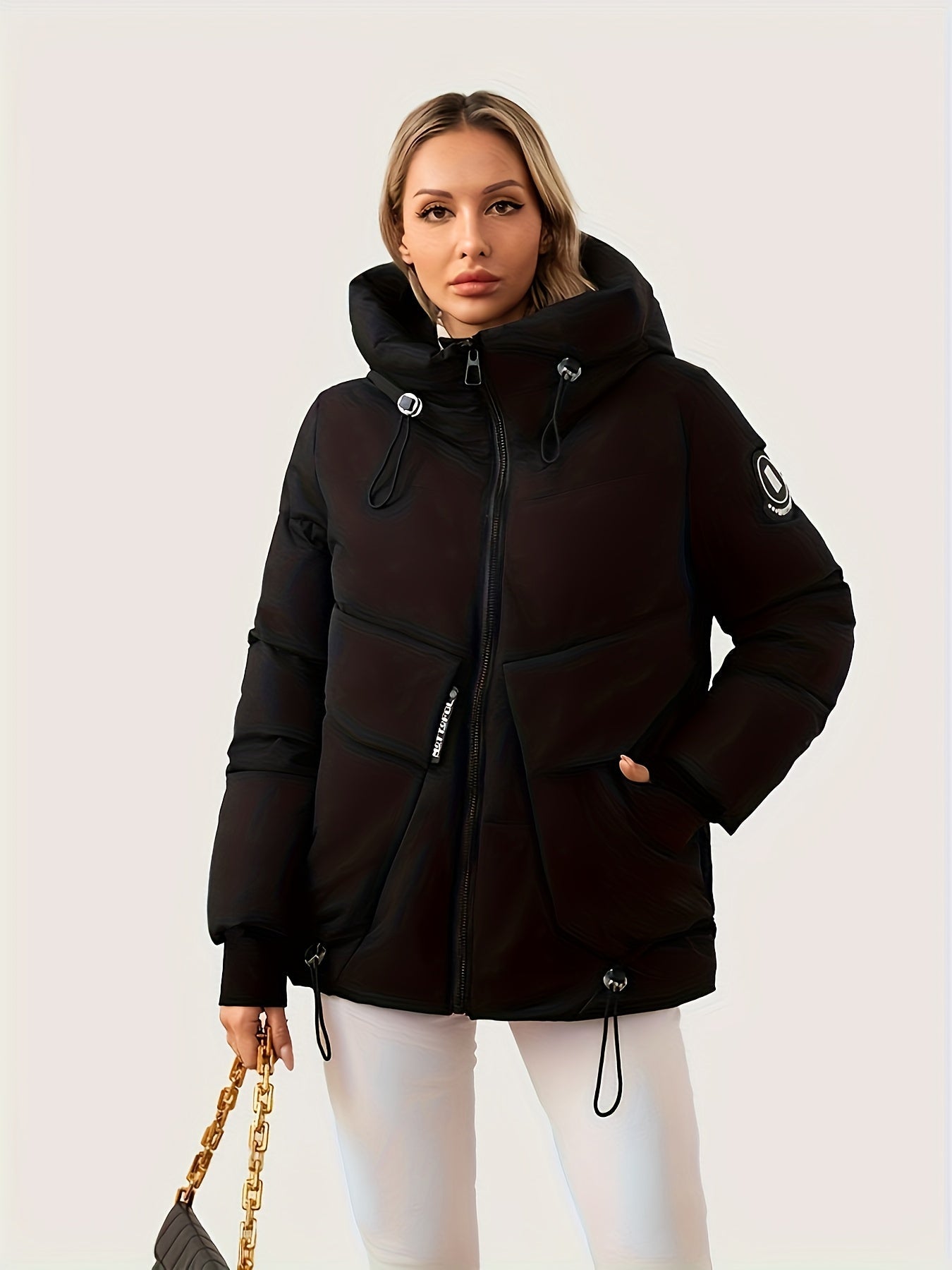 Giacca Invernale Moderna con Cappuccio Regolabile e Vita – Design Imbottito per Massima Calore e Comfort