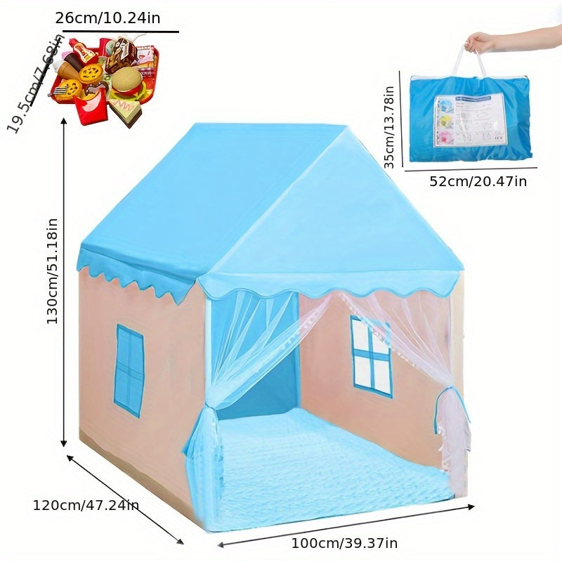 Tenda per Bambini – Allegra Casa da Principessa Blu con Set da Gioco Hamburger per Ore di Divertimento