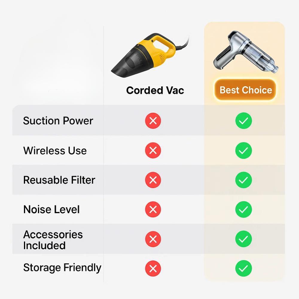 PowerClean Aspirapolvere Wireless per Auto – Compatto e Super Potente