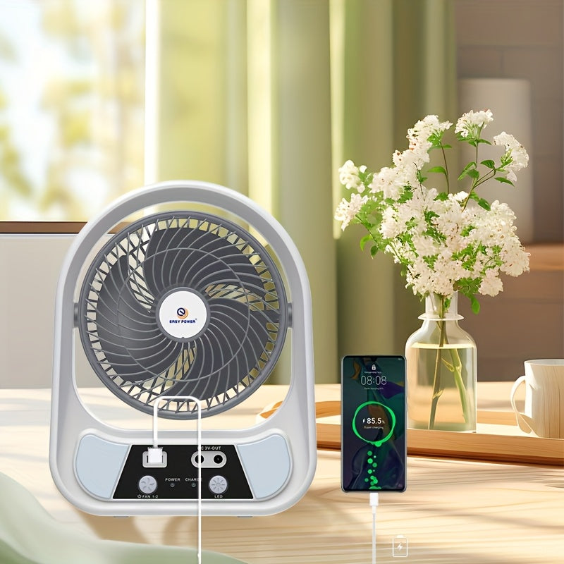 Ventilatore e Lampada Notturna Portatile a Energia Solare – Multifunzionale e Ricaricabile