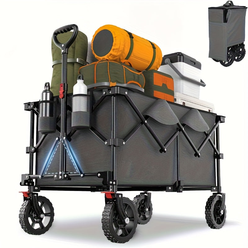 RuggedTrail Carrello Pieghevole per Terreni Accidentati – Capacità di 200L e Carico Massimo di 200kg