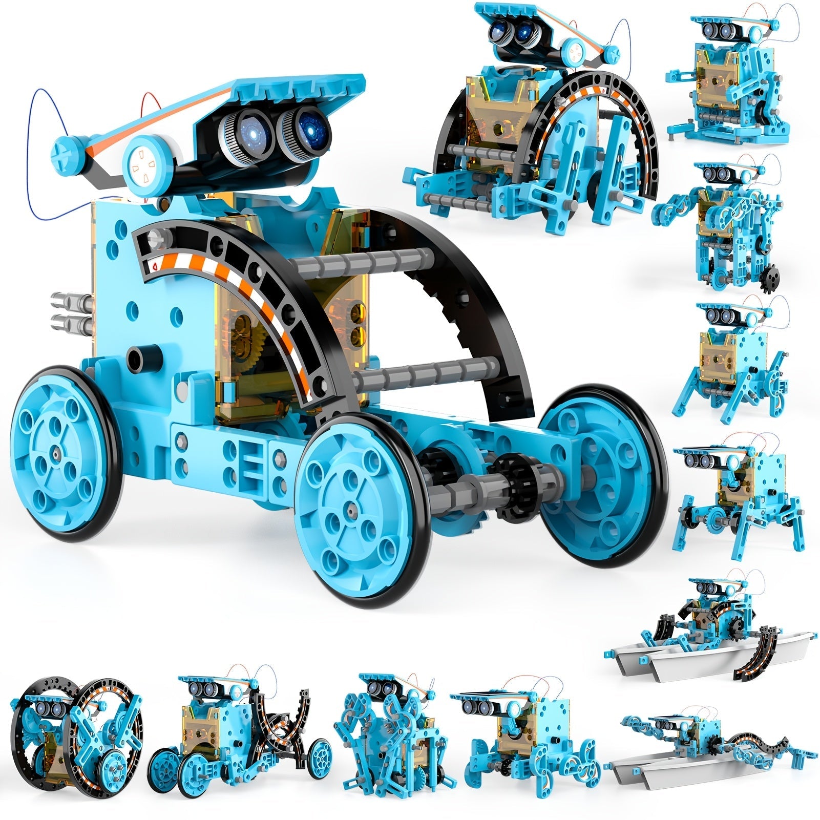 Solar Robo Builder - Giocattolo educativo da costruzione 12-in-1 con energia solare