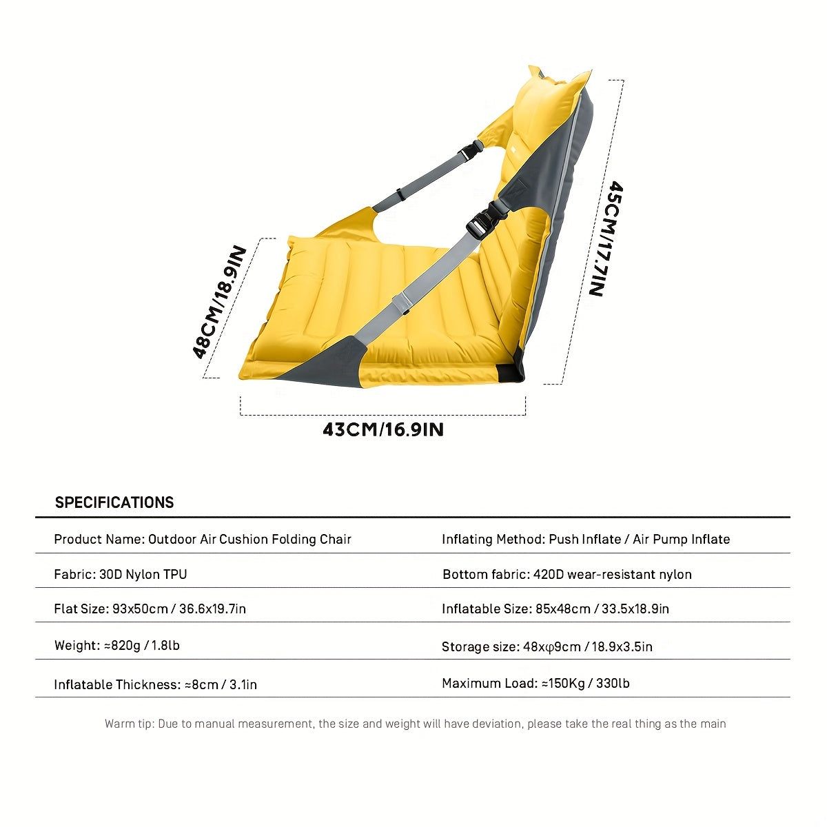 AirComfort Sedia Gonfiabile – Regolabile e Compatta