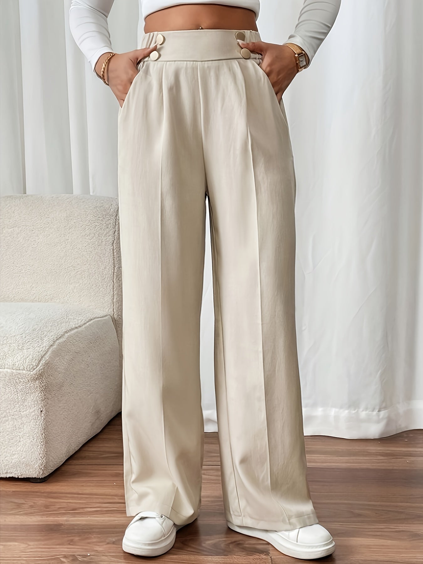 Elegante Pantalone Largo a Vita Alta – Confortevole e Stile