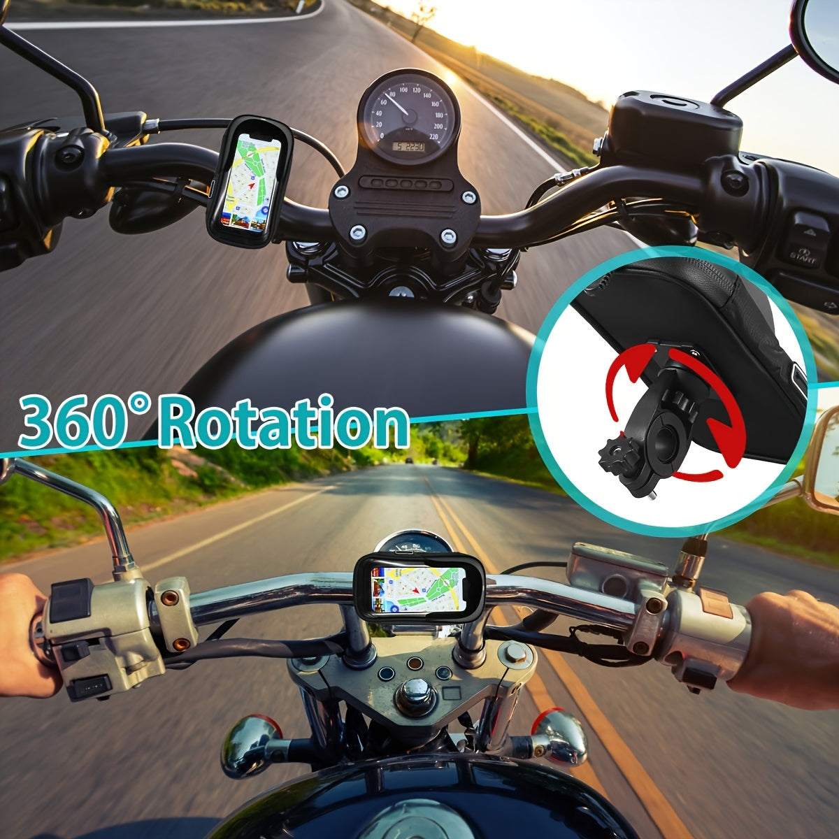 Supporto Telefono Impermeabile per Bicicletta e Moto – Borsa Manubrio con Opzione di Rotazione a 360°