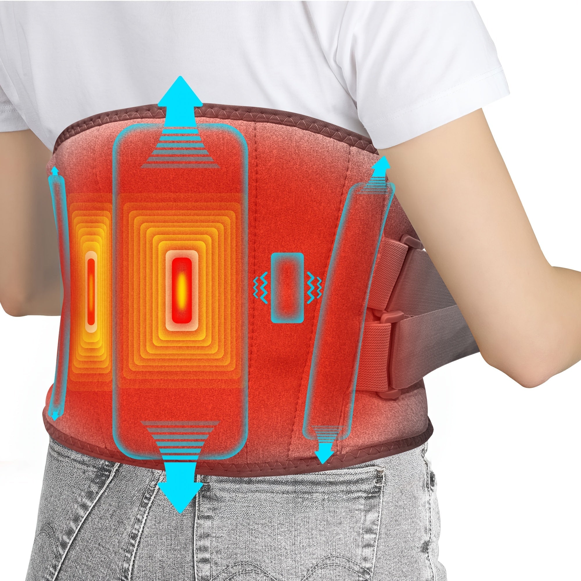 Cintura Massaggiante Riscaldata Senza Fili per Schiena e Vita – 3 Modalità di Calore e Vibrazione Regolabili per Massima Relax