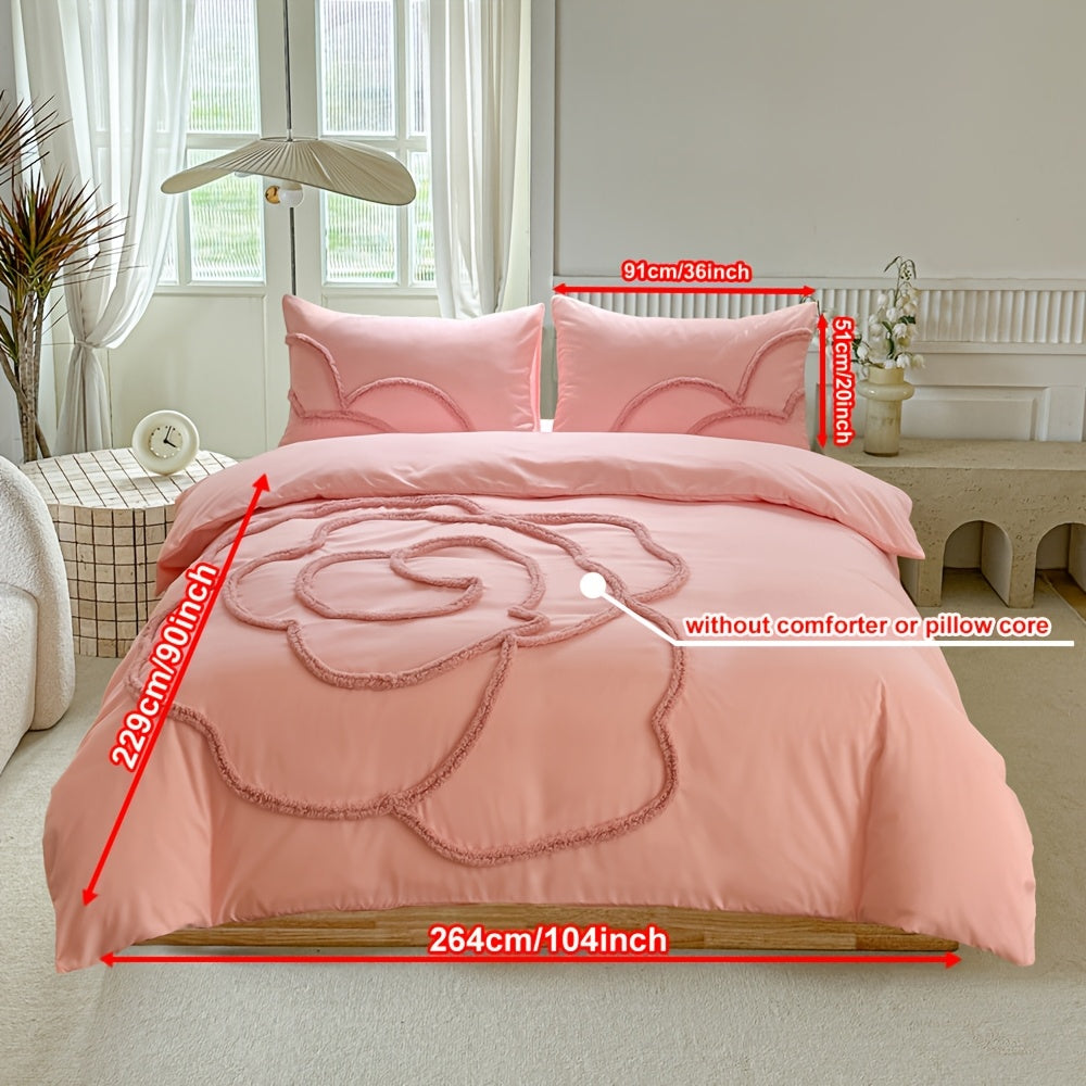 Set di Biancheria da Letto Trapuntata – Copriletto e Federe con Design a Grande Fiore