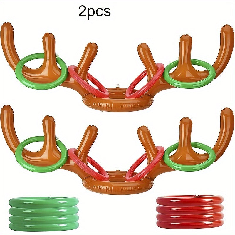 Gioco di Lancio Anelli con Corna di Renna Gonfiabile - Divertente Gioco di Natale e Festa