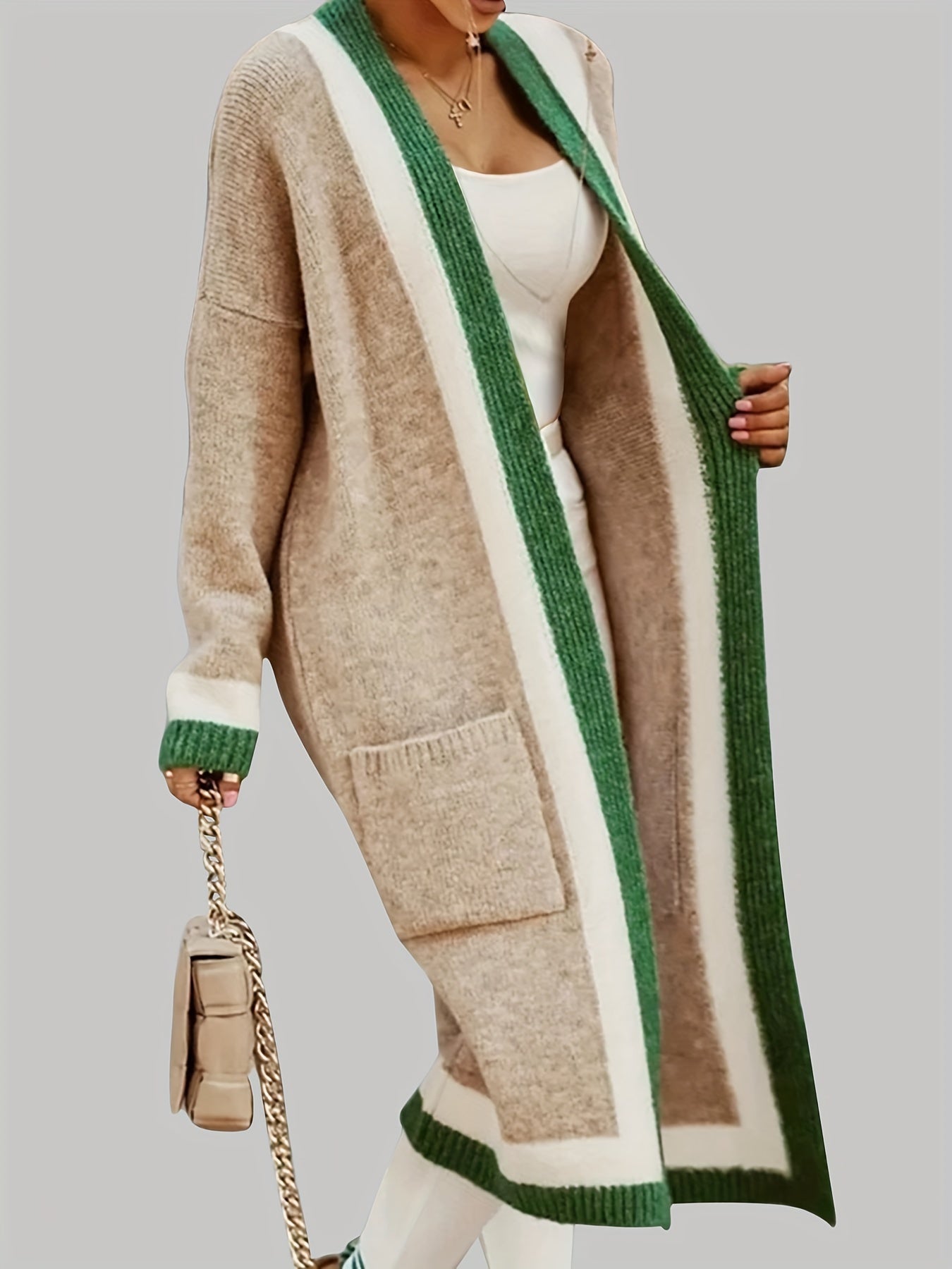 Cardigan Lungo Charlotte Lange - Ispirato al Vintage con Accenti Colorati