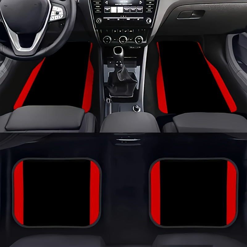 Tappetini in Poliestere con Strisce Verticali Rosse – Antiscivolo e Lavabili per Ogni Veicolo